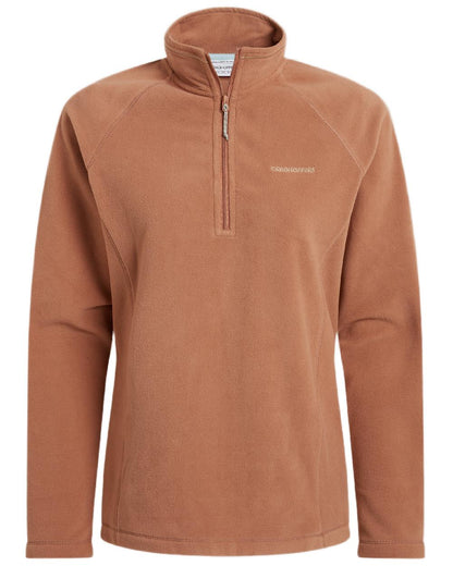 Umber Coloured Craghoppers Womens Miska Half-Zip Fleece on white background 