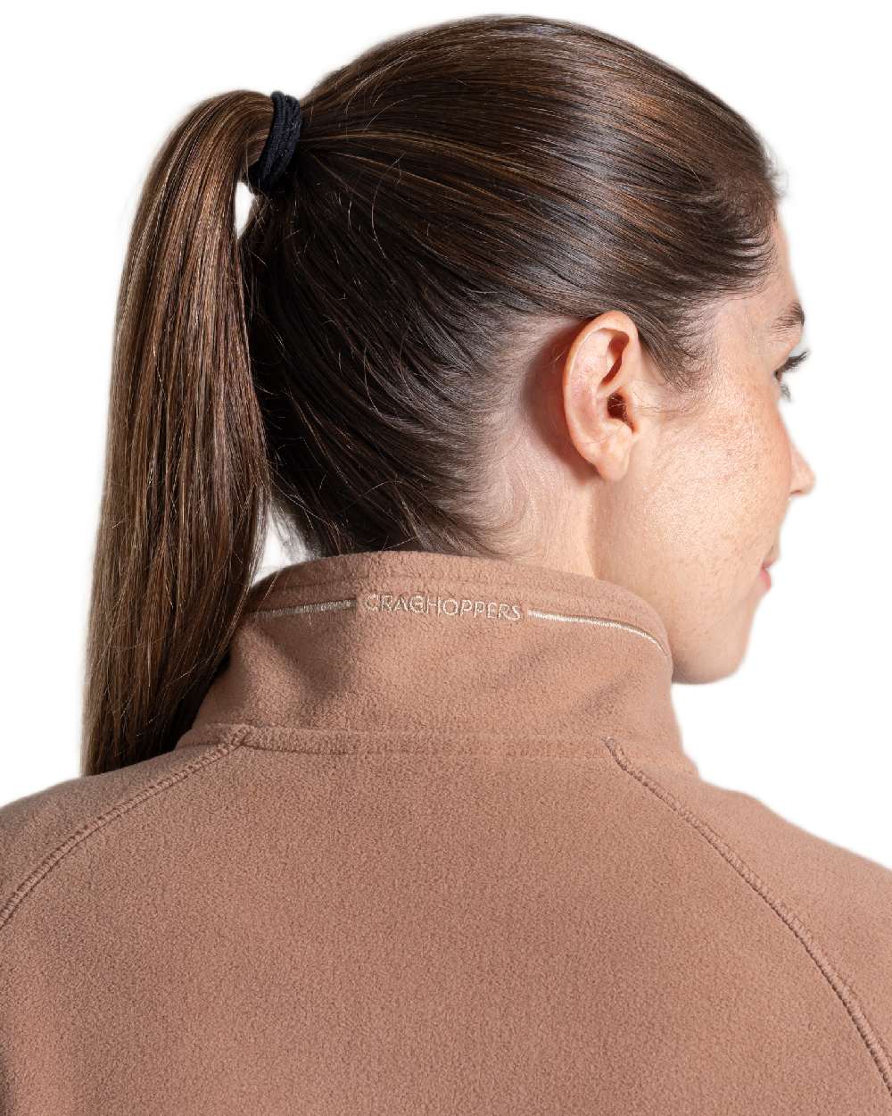 Umber Coloured Craghoppers Womens Miska Half-Zip Fleece on white background 