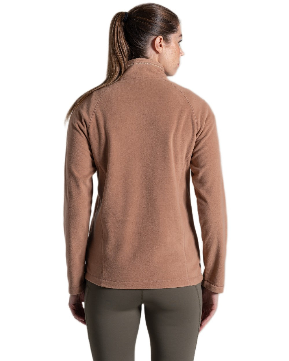 Umber Coloured Craghoppers Womens Miska Half-Zip Fleece on white background 