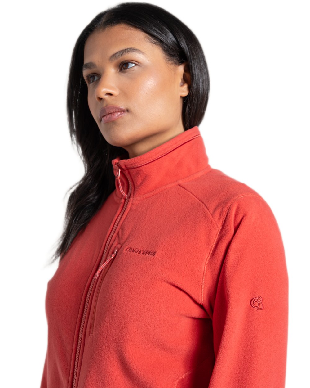 Compote Red Coloured Craghoppers Womens Miska Plus II Jacket on white background 