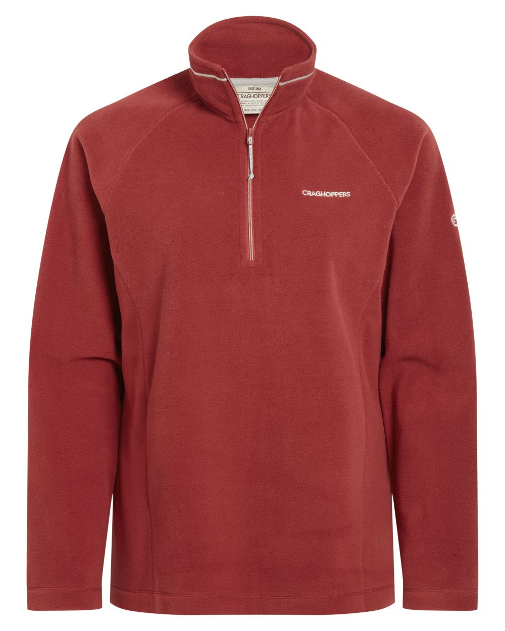 Carmine Red coloured Craghoppers Womens Miska VI Half-Zip Fleece on white background 