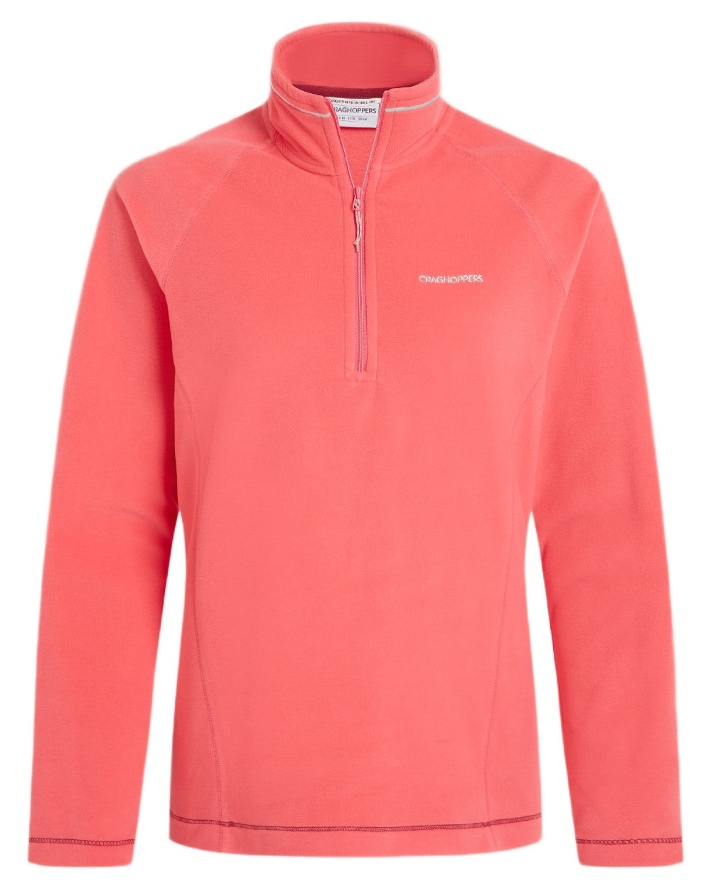 Coral Reef coloured Craghoppers Womens Miska VI Half-Zip Fleece on white background 