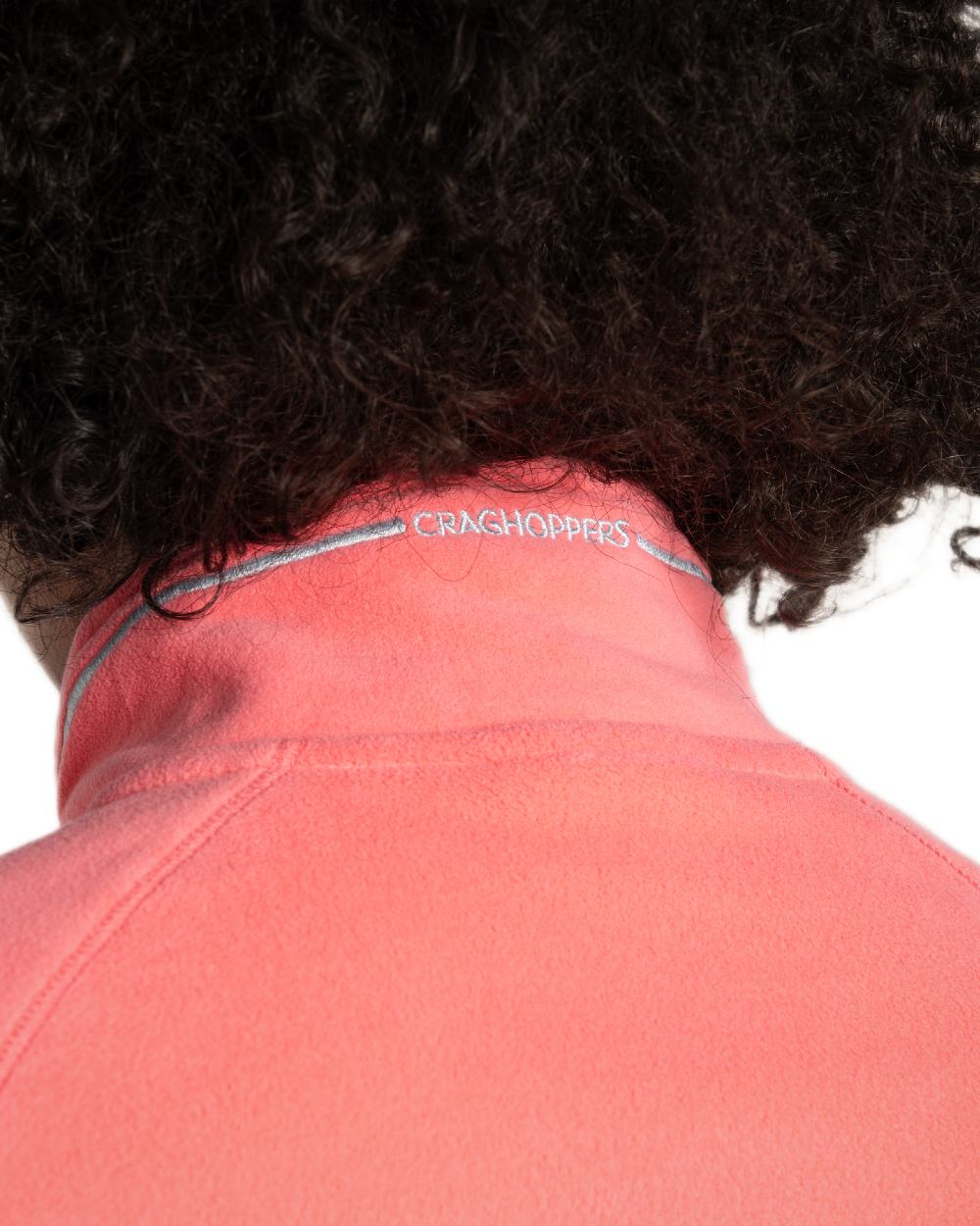 Coral Reef coloured Craghoppers Womens Miska VI Half-Zip Fleece on white background 