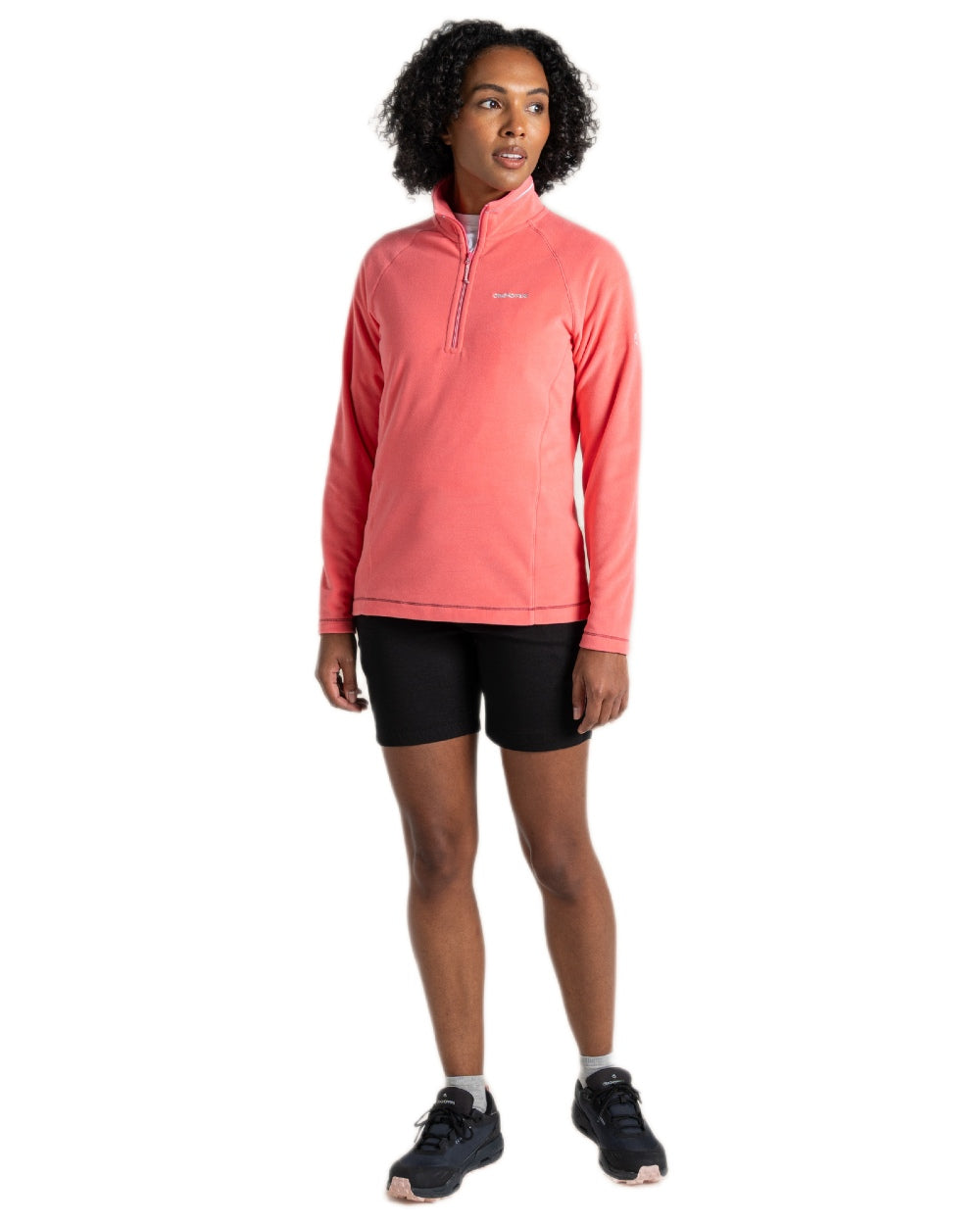Coral Reef coloured Craghoppers Womens Miska VI Half-Zip Fleece on white background 