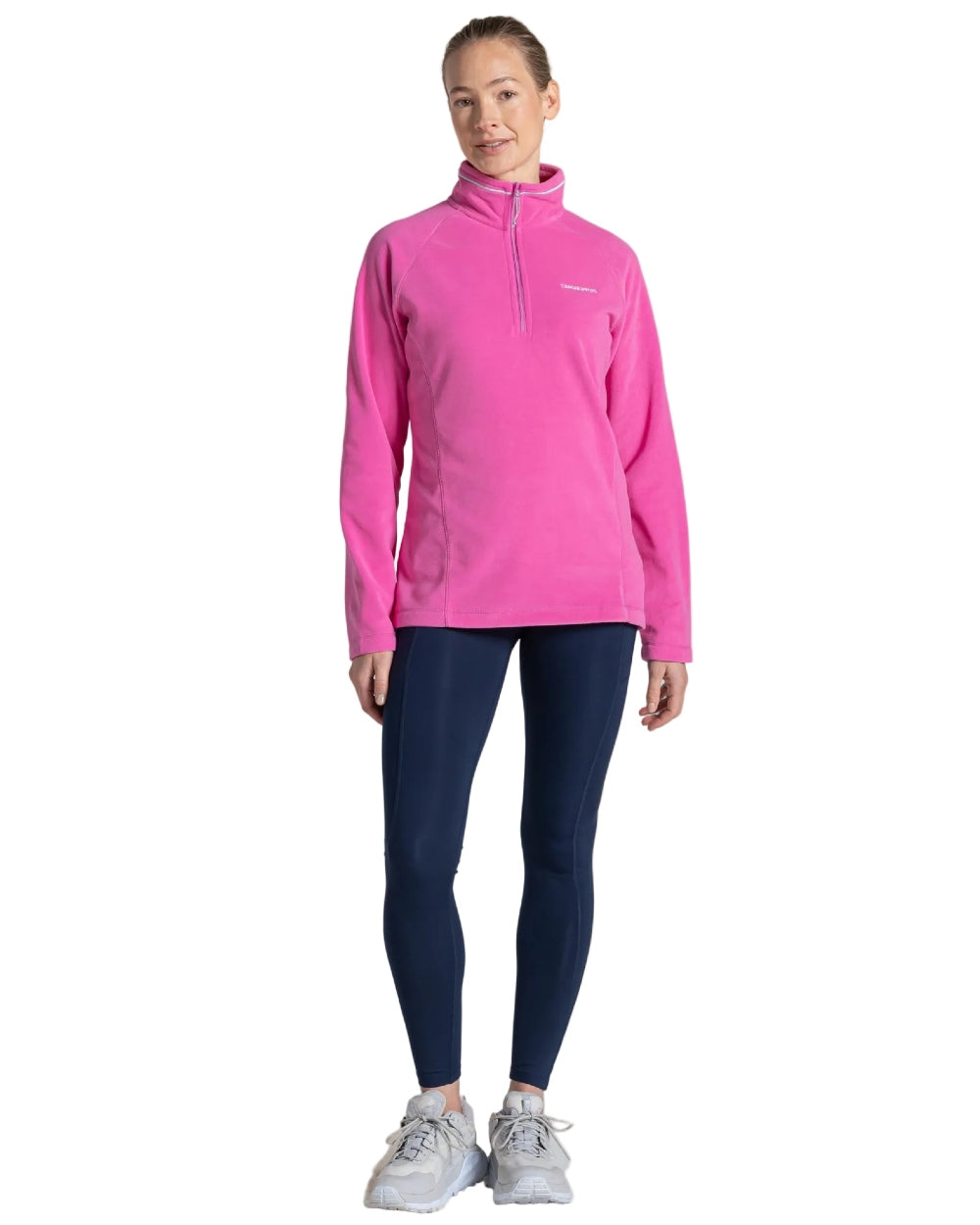 Damask Rose coloured Craghoppers Womens Miska VI Half-Zip Fleece on white background 