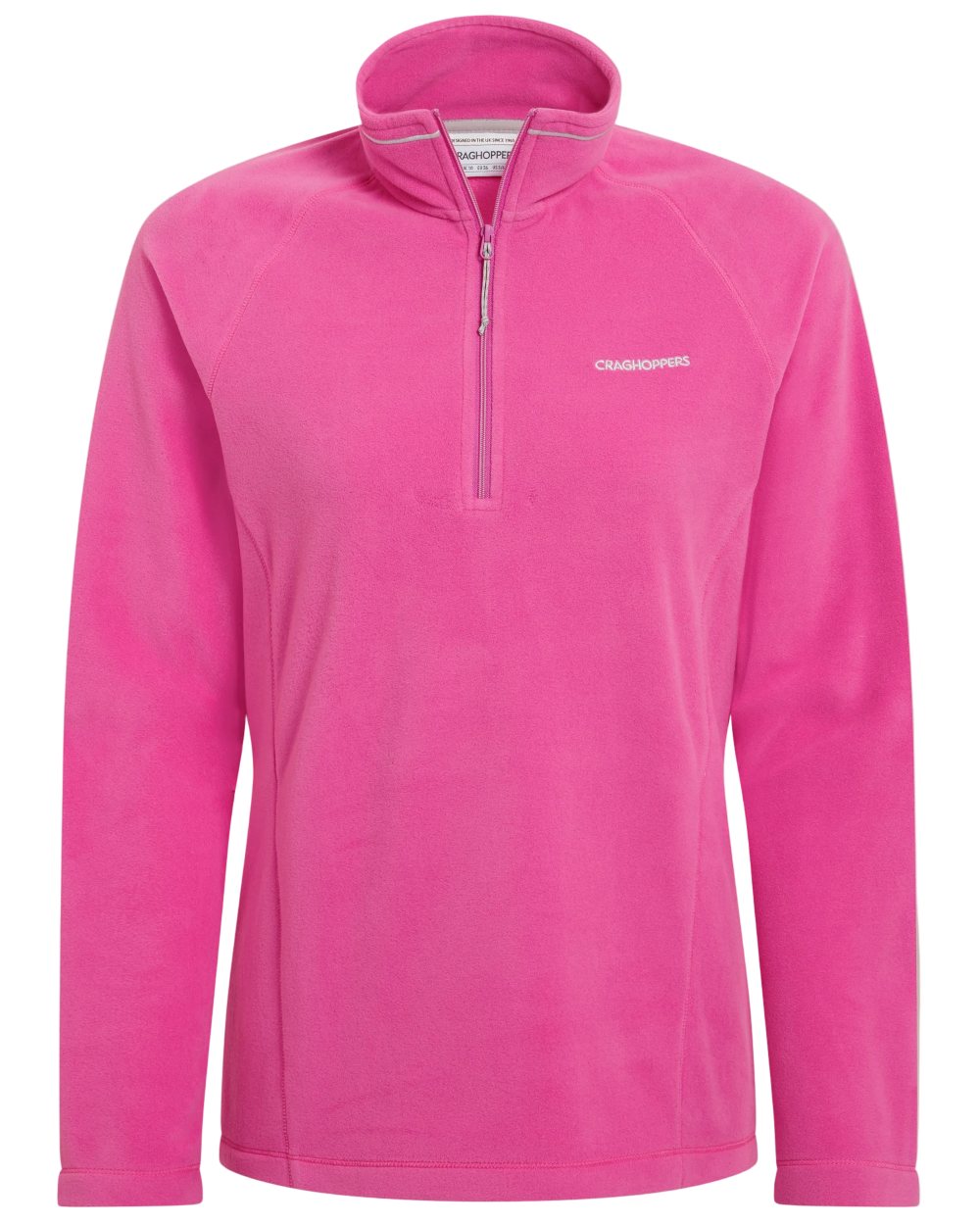 Damask Rose coloured Craghoppers Womens Miska VI Half-Zip Fleece on white background 
