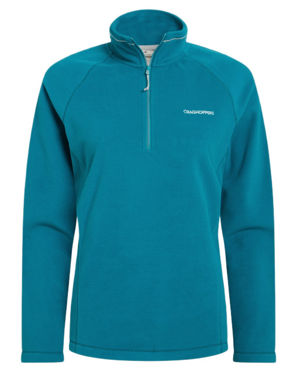 Empress Teal coloured Craghoppers Womens Miska VI Half-Zip Fleece on white background 