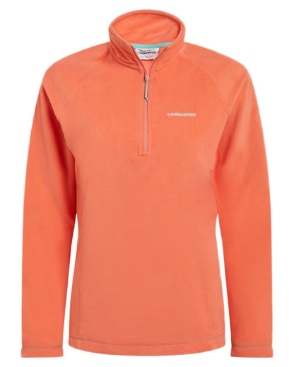 Fusion Coral coloured Craghoppers Womens Miska VI Half-Zip Fleece on white background 