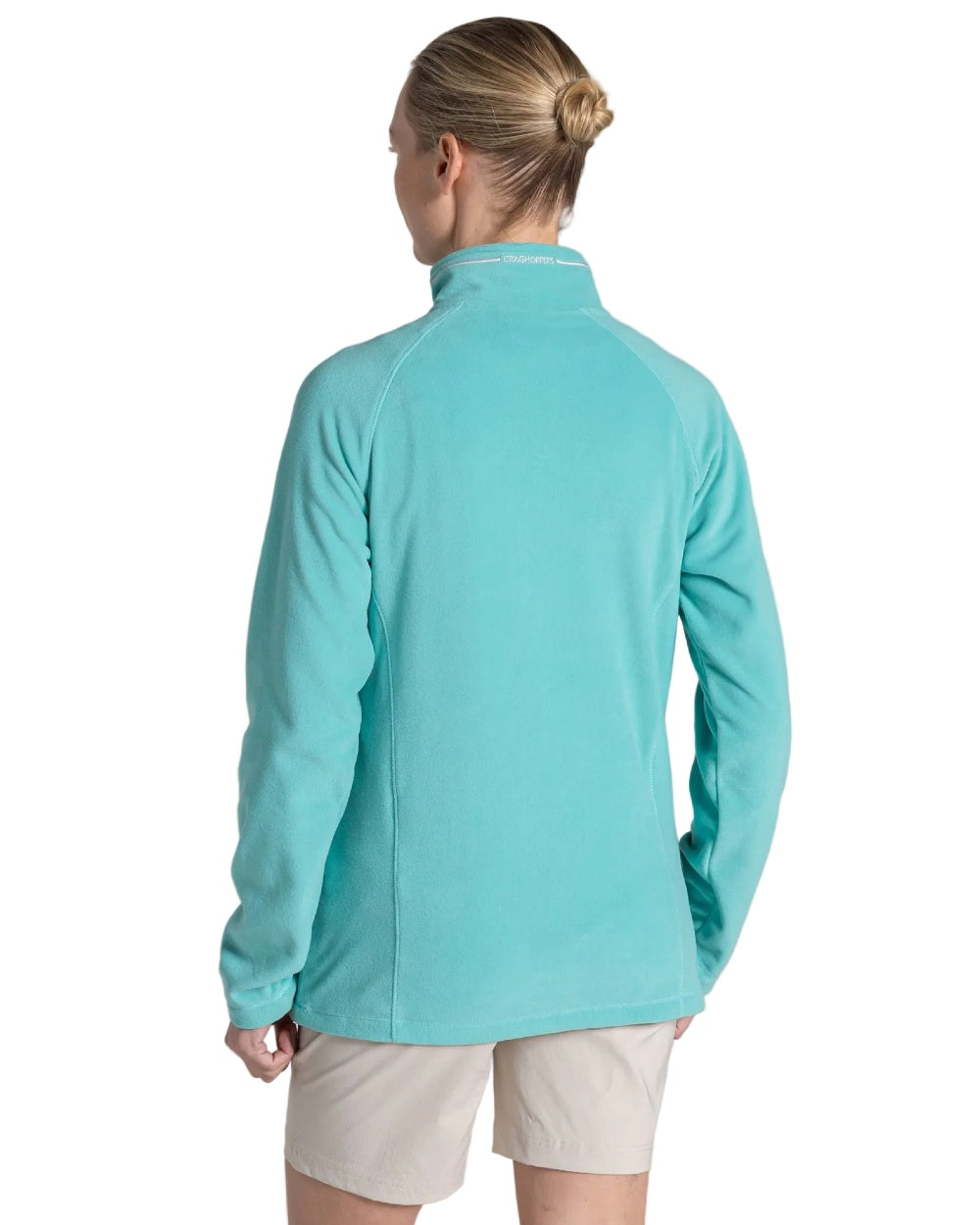 Glazed Aqua coloured Craghoppers Womens Miska VI Half-Zip Fleece on white background 