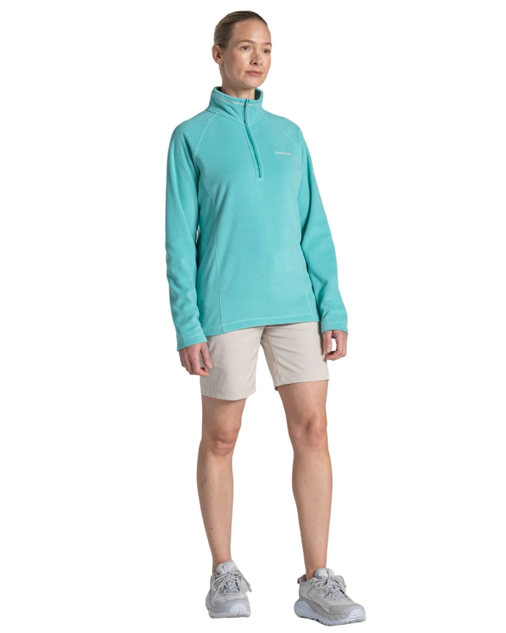 Glazed Aqua coloured Craghoppers Womens Miska VI Half-Zip Fleece on white background 