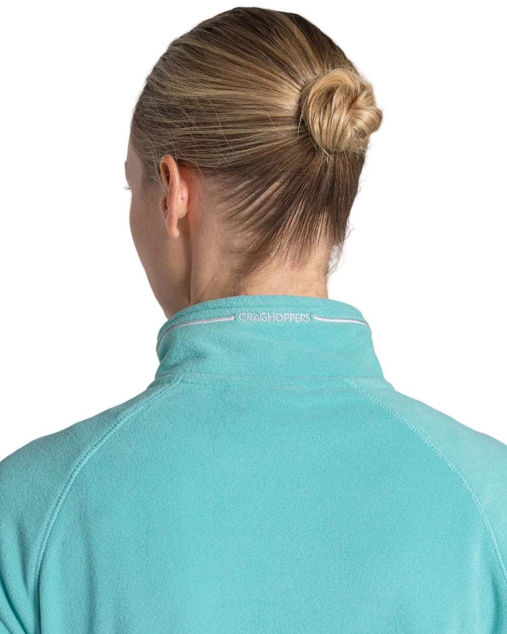 Glazed Aqua coloured Craghoppers Womens Miska VI Half-Zip Fleece on white background 