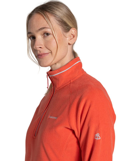Grenadine coloured Craghoppers Womens Miska VI Half-Zip Fleece on white background 