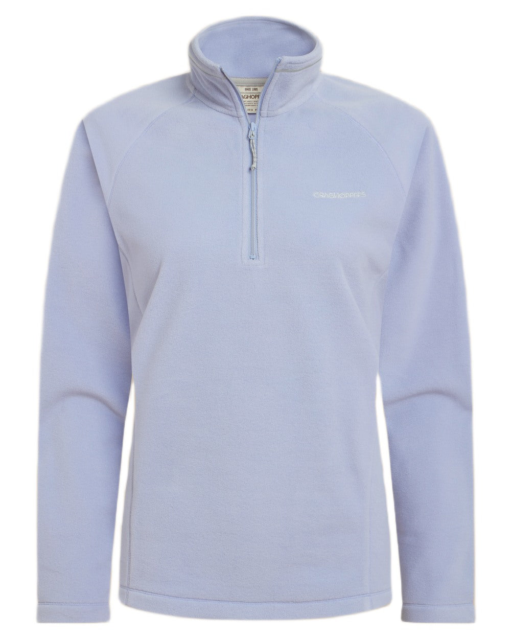 Mist Blue coloured Craghoppers Womens Miska VI Half-Zip Fleece on white background 