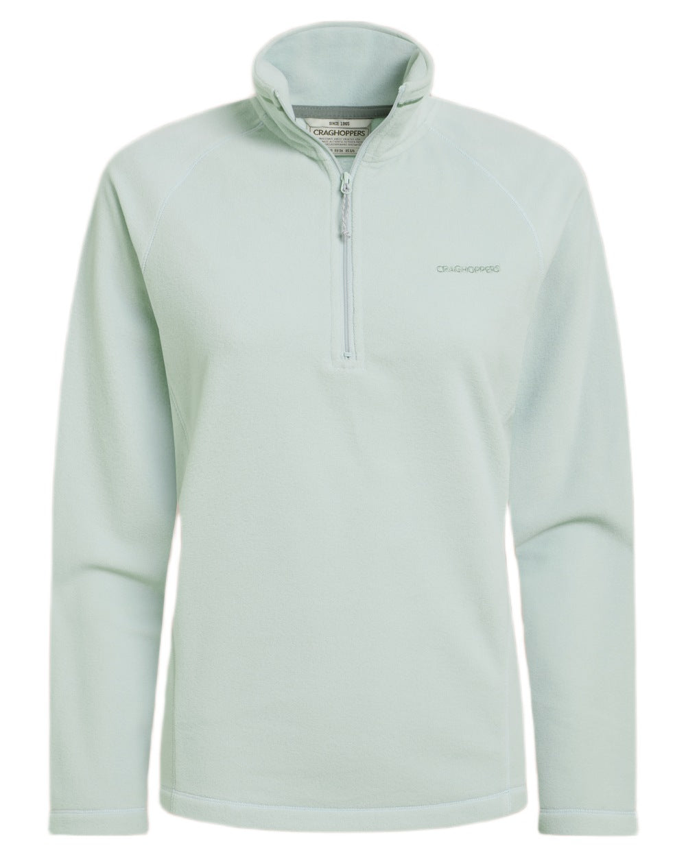 Pistachio coloured Craghoppers Womens Miska VI Half-Zip Fleece on white background 