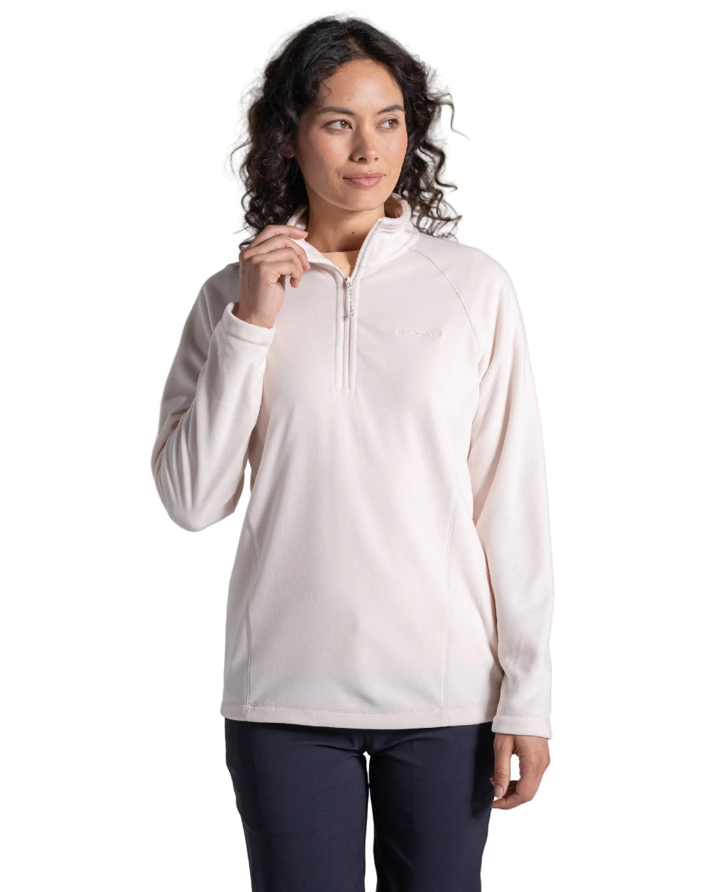 Sugared Almond coloured Craghoppers Womens Miska VI Half-Zip Fleece on white background 
