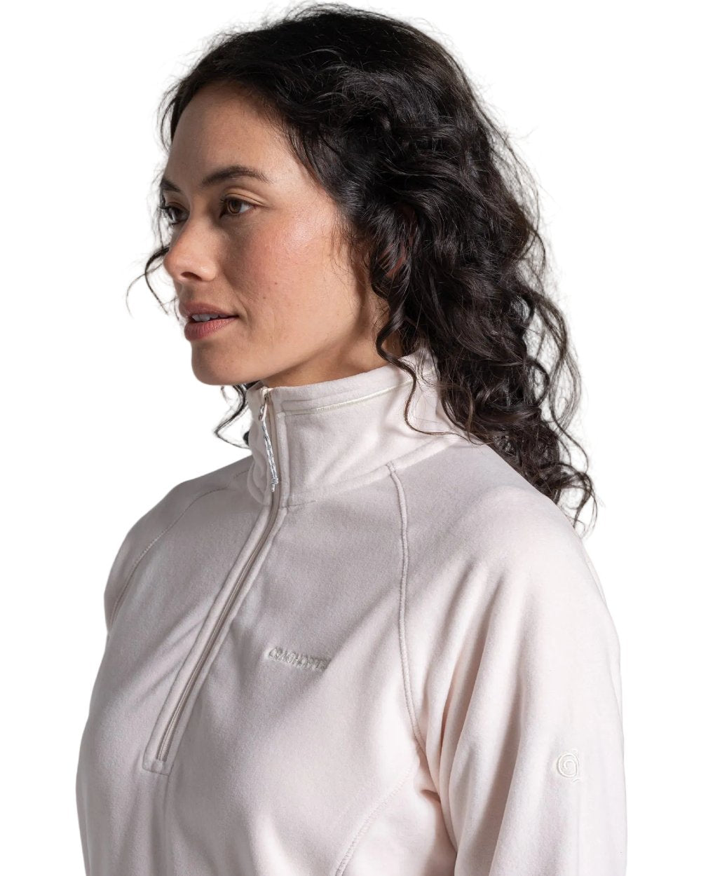 Sugared Almond coloured Craghoppers Womens Miska VI Half-Zip Fleece on white background 