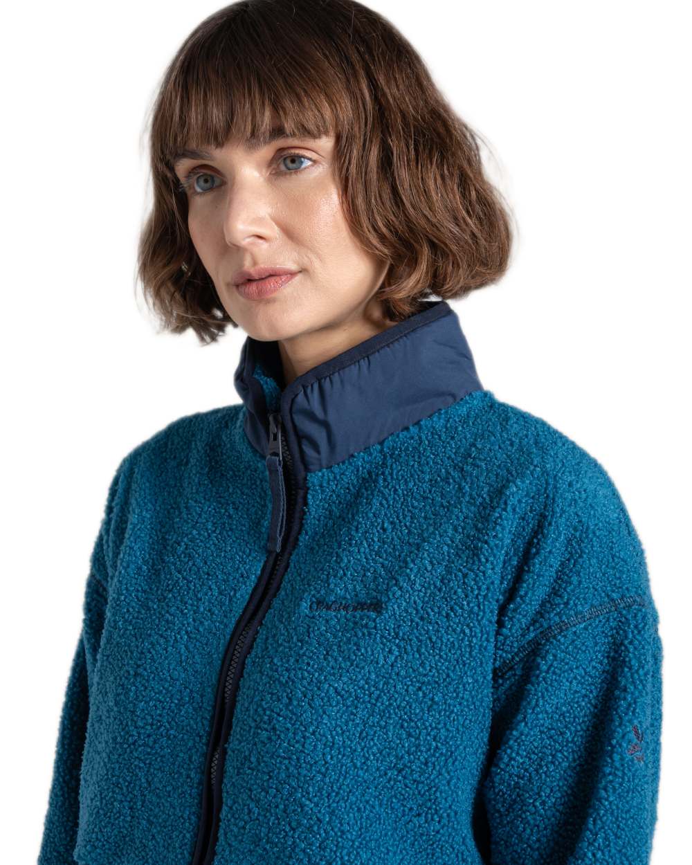 Porcelain Blue coloured Craghoppers Womens National Trust Avens Full Zip Fleece Jacket on white background 