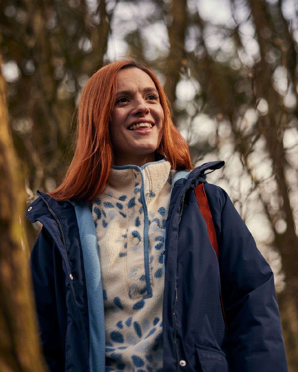 Blue Navy Coloured Craghoppers Womens National Trust Bayberry Insulating Jacket on outdoor background 