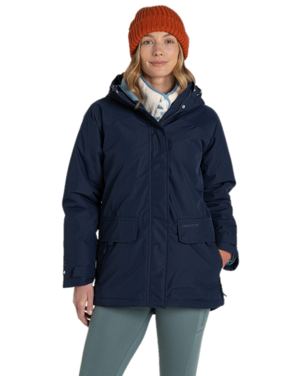 Blue Navy Coloured Craghoppers Womens National Trust Bayberry Insulating Jacket on white background 
