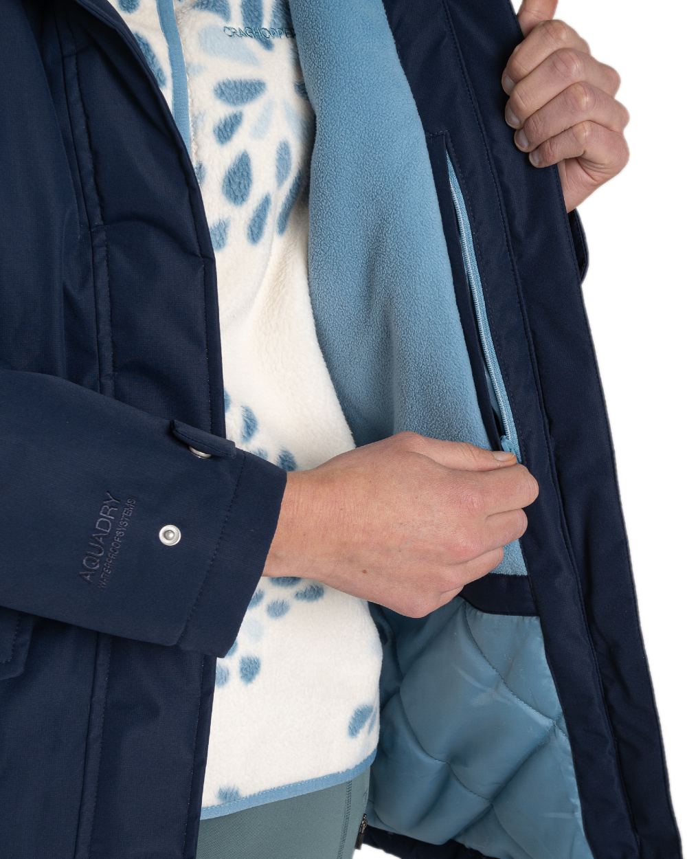 Blue Navy Coloured Craghoppers Womens National Trust Bayberry Insulating Jacket on white background 