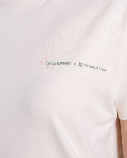 Sugared Almond coloured Craghoppers Womens National Trust Bistort Short Sleeved T-Shirt on white background 