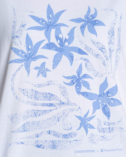 White coloured Craghoppers Womens National Trust Bistort Short Sleeved T-Shirt on white background 