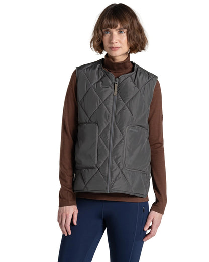 Nori Green coloured Craghoppers Womens National Trust Borage Vest on white background 