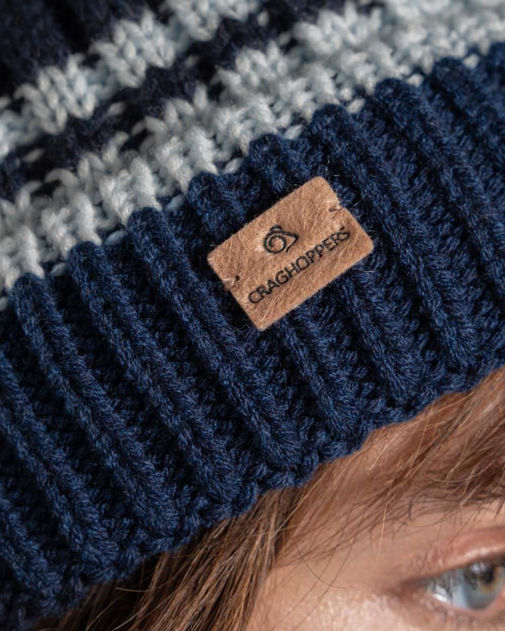 Blue Navy coloured Craghoppers Womens National Trust Canina Hat on white background 