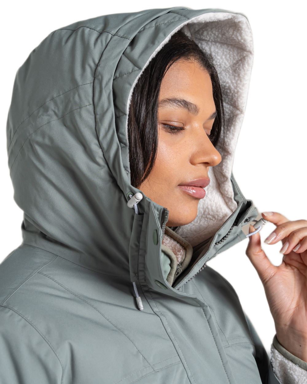 Sage coloured Craghoppers Womens National Trust Crossbill Jacket on white background 