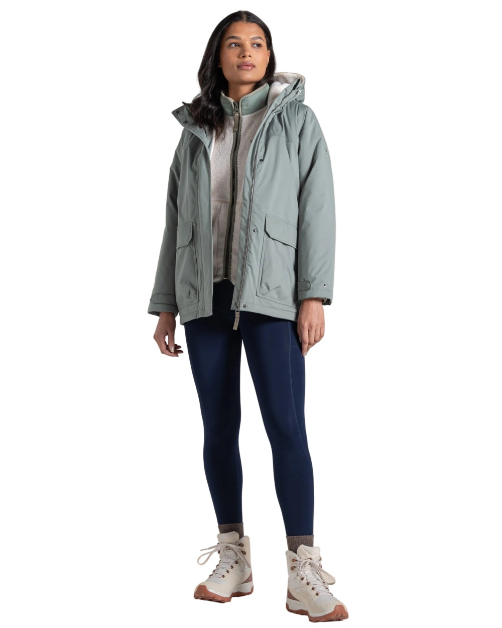 Sage coloured Craghoppers Womens National Trust Crossbill Jacket on white background 