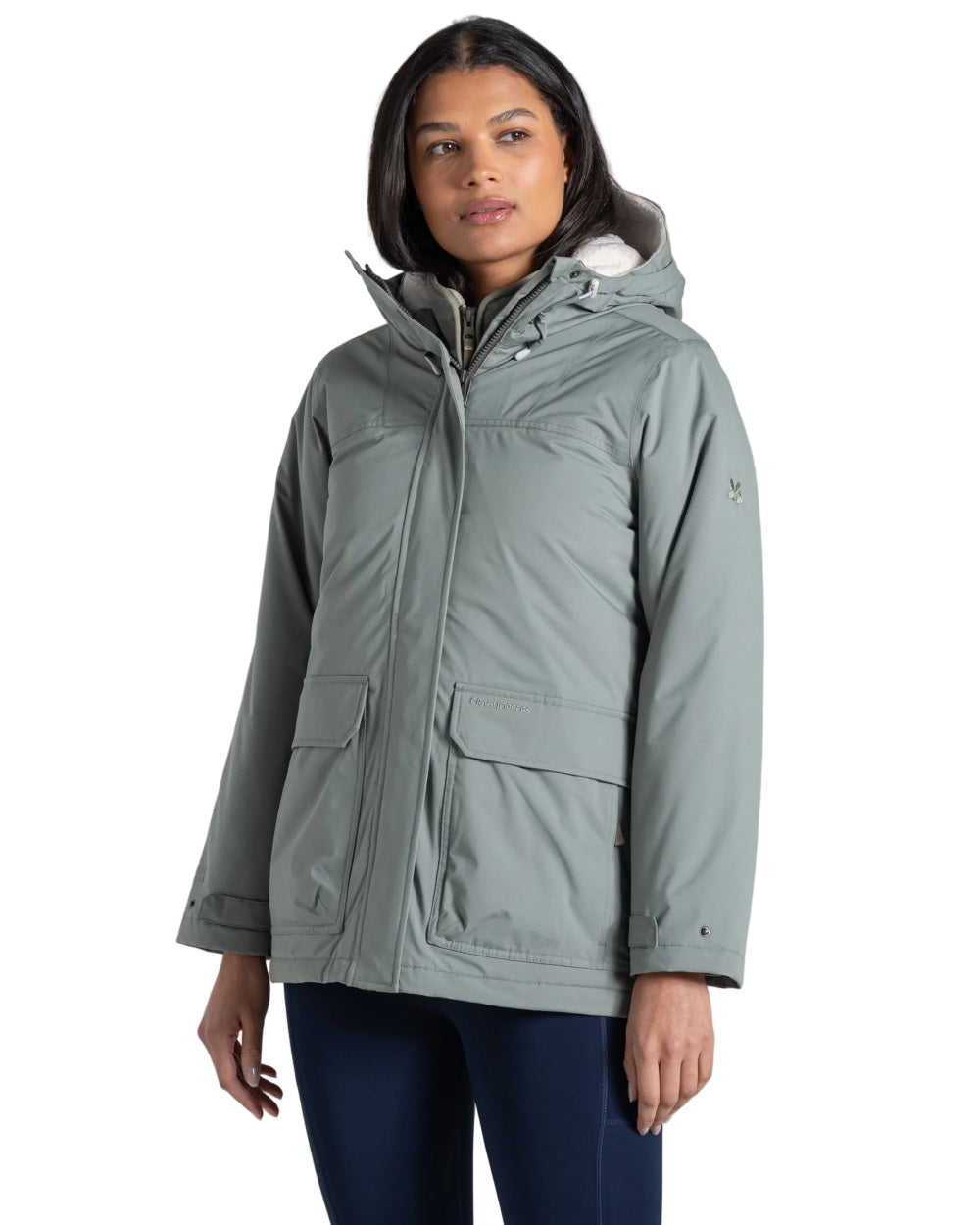 Sage coloured Craghoppers Womens National Trust Crossbill Jacket on white background 