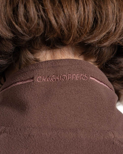 Dark Truffle coloured Craghoppers Womens National Trust Miska Half Zip Top on white background 