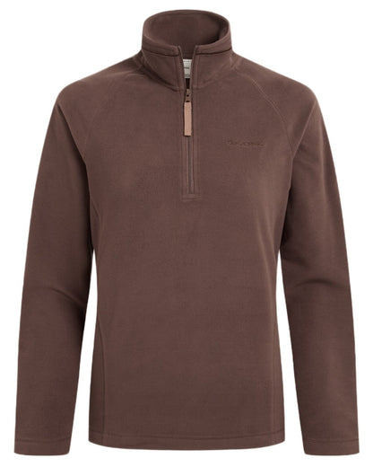 Dark Truffle coloured Craghoppers Womens National Trust Miska Half Zip Top on white background 
