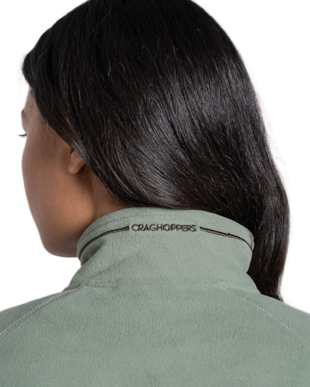 Sage coloured Craghoppers Womens National Trust Miska Half Zip Top on white background 