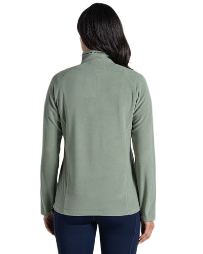 Sage coloured Craghoppers Womens National Trust Miska Half Zip Top on white background 