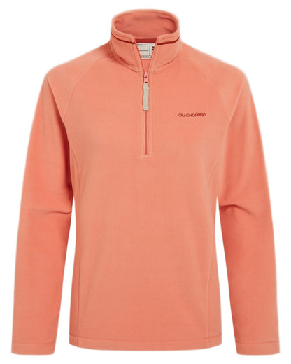 Spiced Apricot coloured Craghoppers Womens National Trust Miska Half Zip Top on white background 