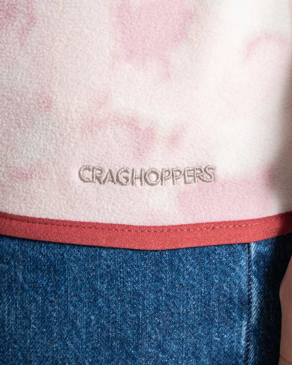 Mauve coloured Craghoppers Womens National Trust Reedmace Half Zip Fleece Top on white background 