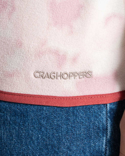 Mauve coloured Craghoppers Womens National Trust Reedmace Half Zip Fleece Top on white background 