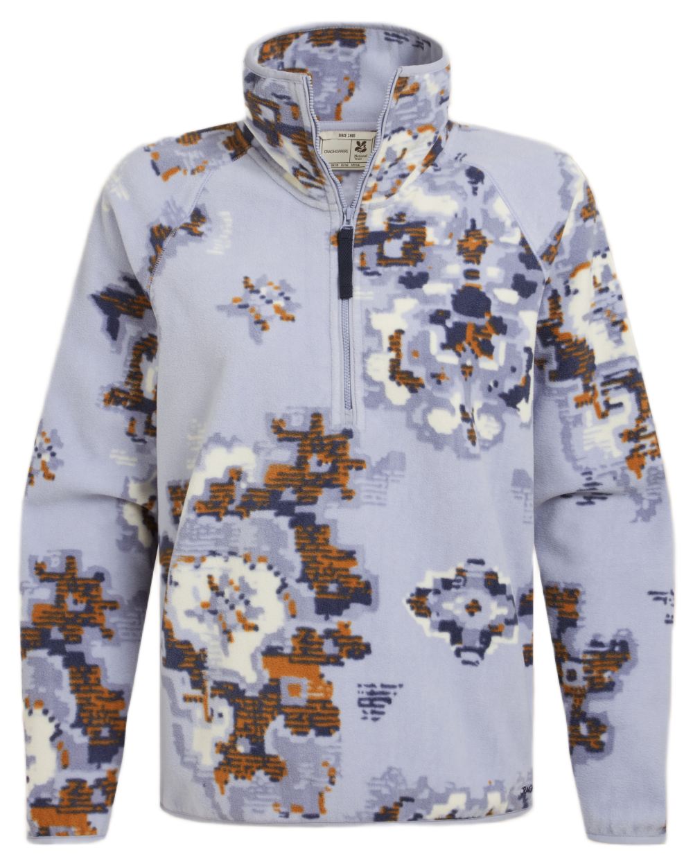 Mist Blue coloured Craghoppers Womens National Trust Reedmace Half Zip Fleece Top on white background 