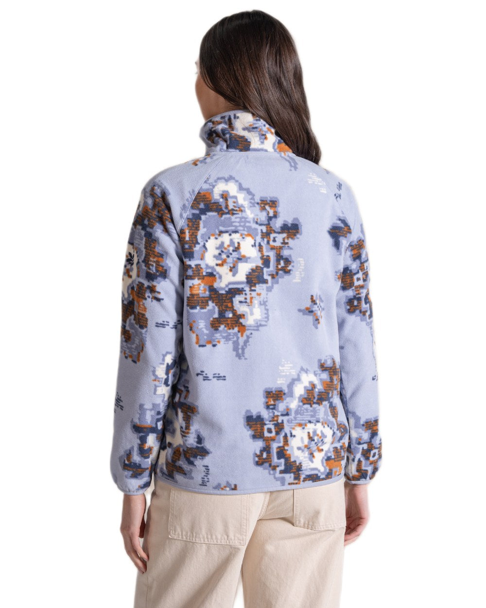 Mist Blue coloured Craghoppers Womens National Trust Reedmace Half Zip Fleece Top on white background 
