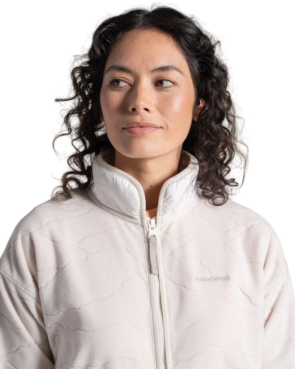 Ecru coloured Craghoppers Womens National Trust Wheatear Jacket on white background 