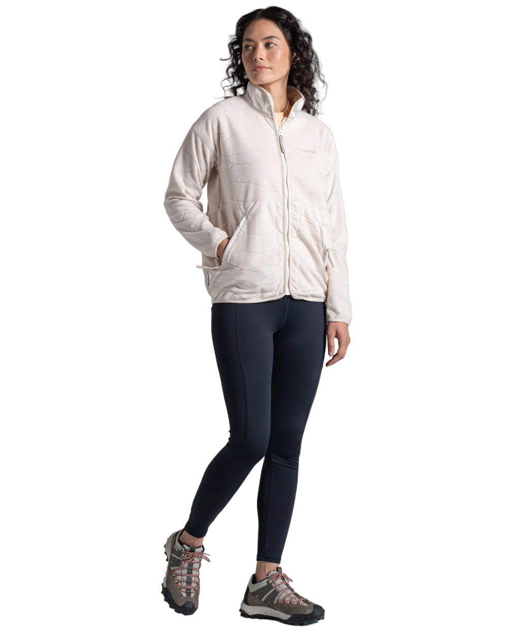 Ecru coloured Craghoppers Womens National Trust Wheatear Jacket on white background 