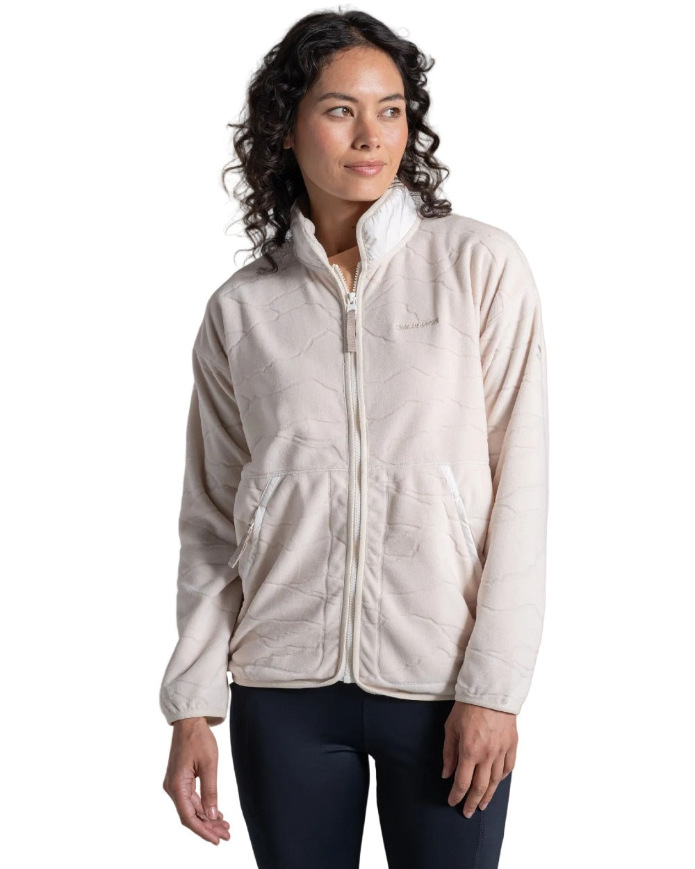 Ecru coloured Craghoppers Womens National Trust Wheatear Jacket on white background 