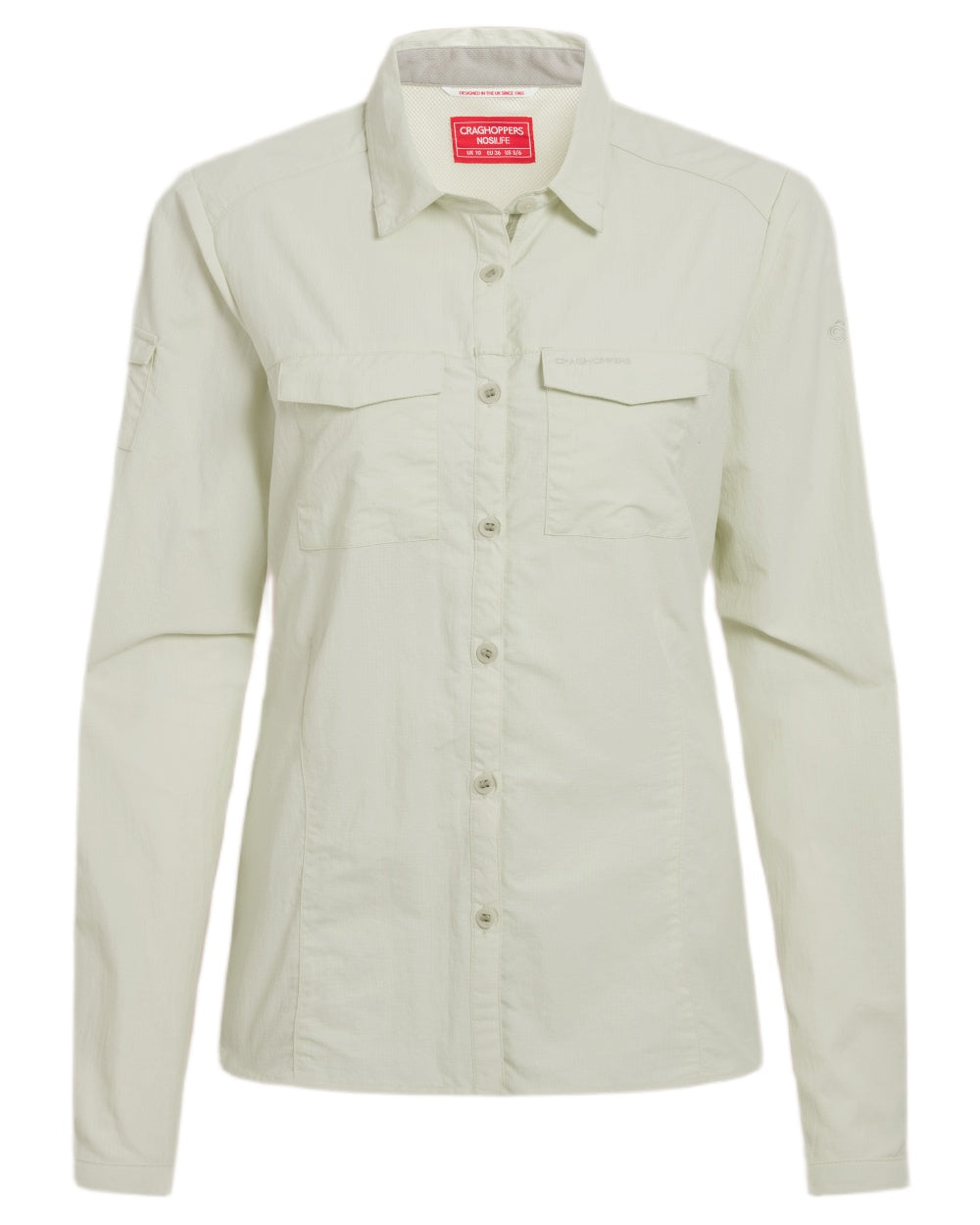 Pear Drop coloured Craghoppers Womens NosiLife Adventure Long Sleeved Shirt III on white background 