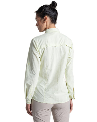 Pear Drop coloured Craghoppers Womens NosiLife Adventure Long Sleeved Shirt III on white background 