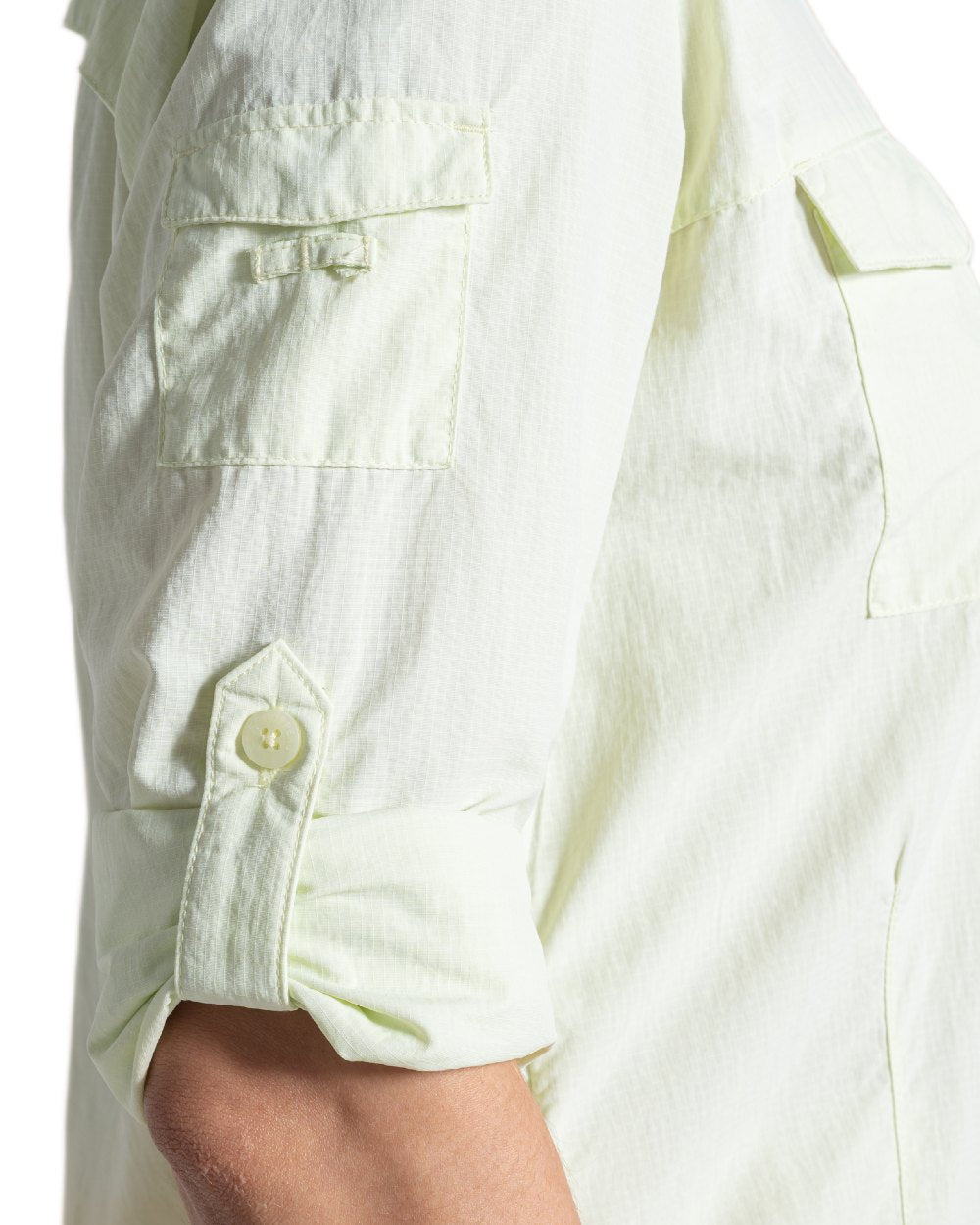 Pear Drop coloured Craghoppers Womens NosiLife Adventure Long Sleeved Shirt III on white background 