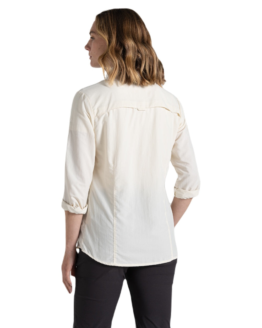 Seasalt coloured Craghoppers Womens NosiLife Adventure Long Sleeved Shirt III on white background 
