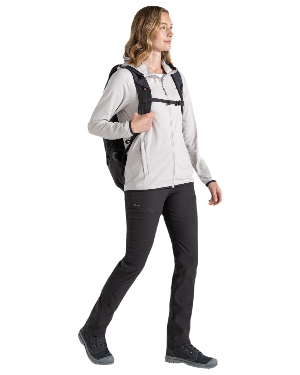 Light Grey Marl coloured Craghoppers Womens NosiLife Afia Hooded Jacket on white background 