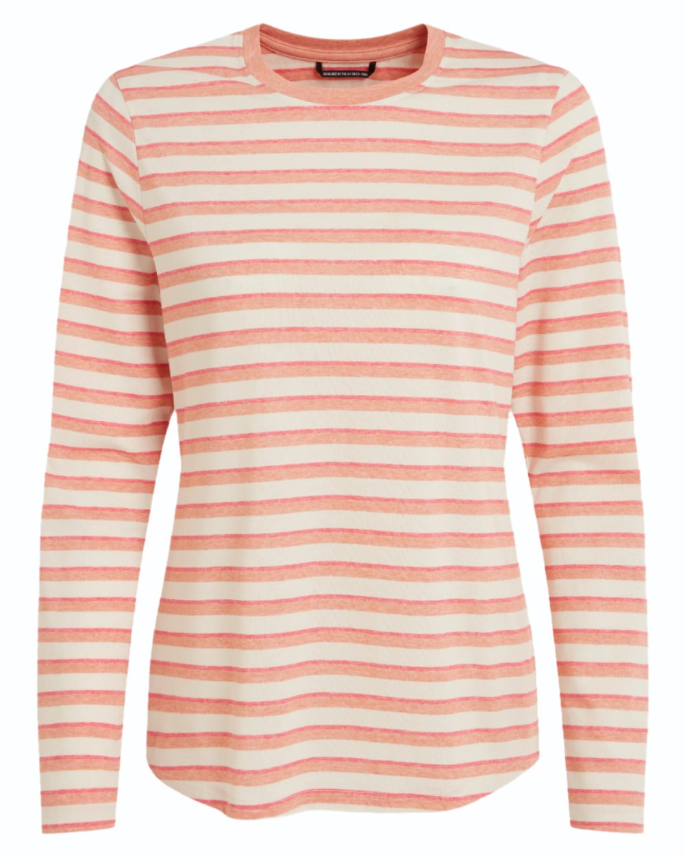 Clay Stripe coloured Craghoppers Womens NosiLife Akona Long Sleeved Top on white background 
