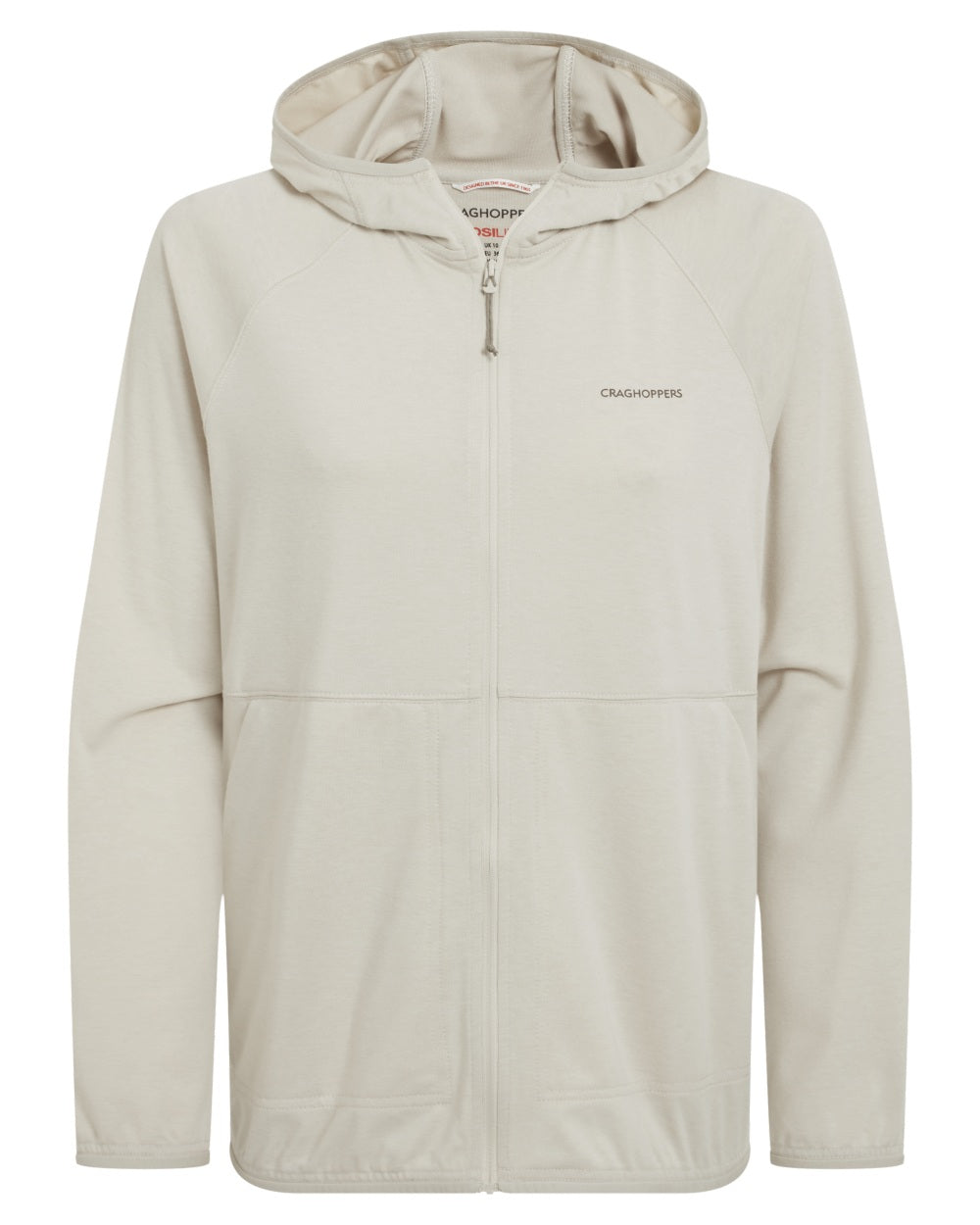 Oyster Marl coloured Craghoppers Womens NosiLife Aya Hooded Jacket on white background 